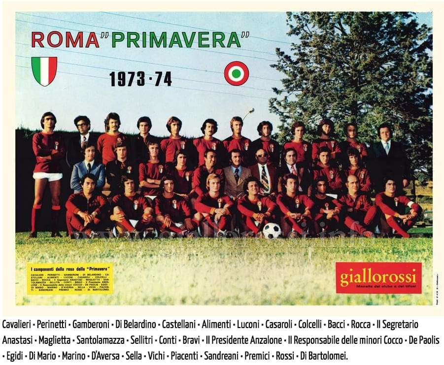 Il poster della Roma Primavera 1974