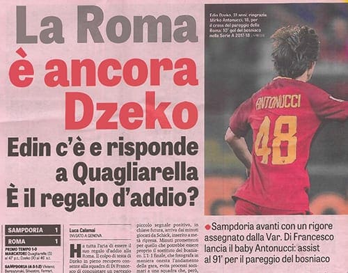L'esordio di Antonucci su La Gazzetta dello Sport