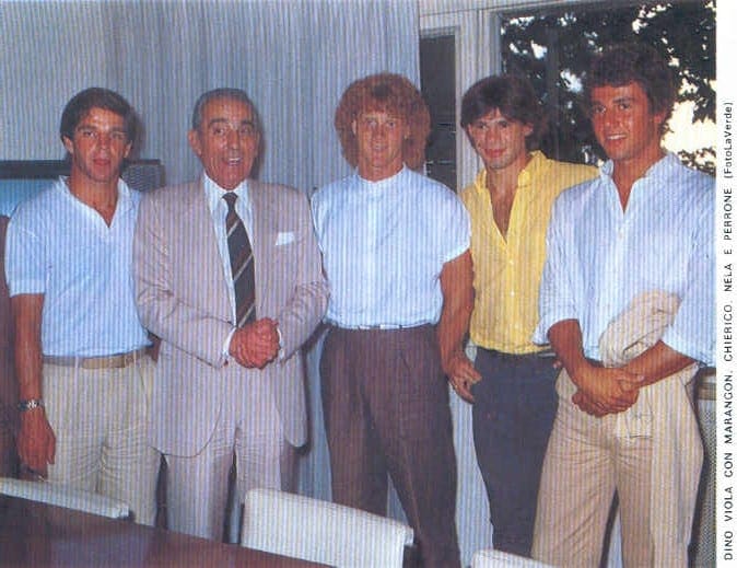 Dino Viola con gli acquisti dell'estate 1981