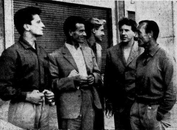 I giocatori della Roma nel ritiro estivo del 1952-53