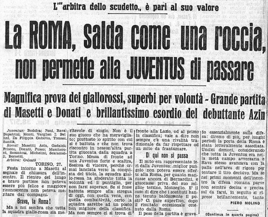 Il Littoriale su Juve-Roma del 27 marzo 1938