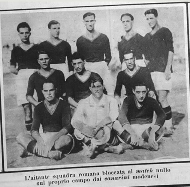 La formazione della Roma contro il Modena il 22 luglio 1928