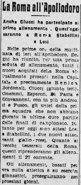 Bordonali in un trafiletto del Corriere dello Sport