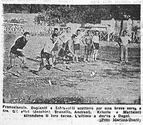 La Roma in allenamento stagione 1945-46
