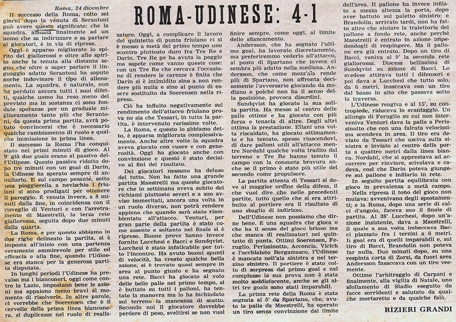 Il Calcio Illustrato su Roma-Udinese