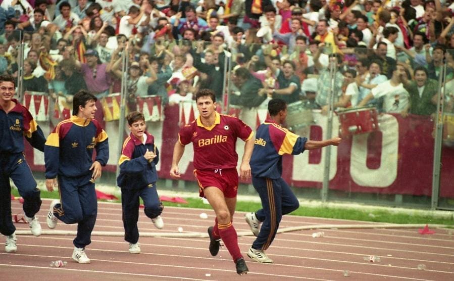 AS-Roma_1991-92__Rizzi-gol_Derby_061091 La Roma degli anni novanta: formazioni e foto